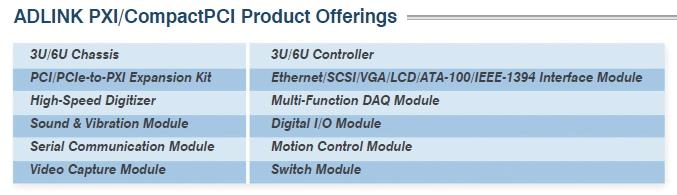 ADLINK PXI/CompactPCI Product Offerings<br />