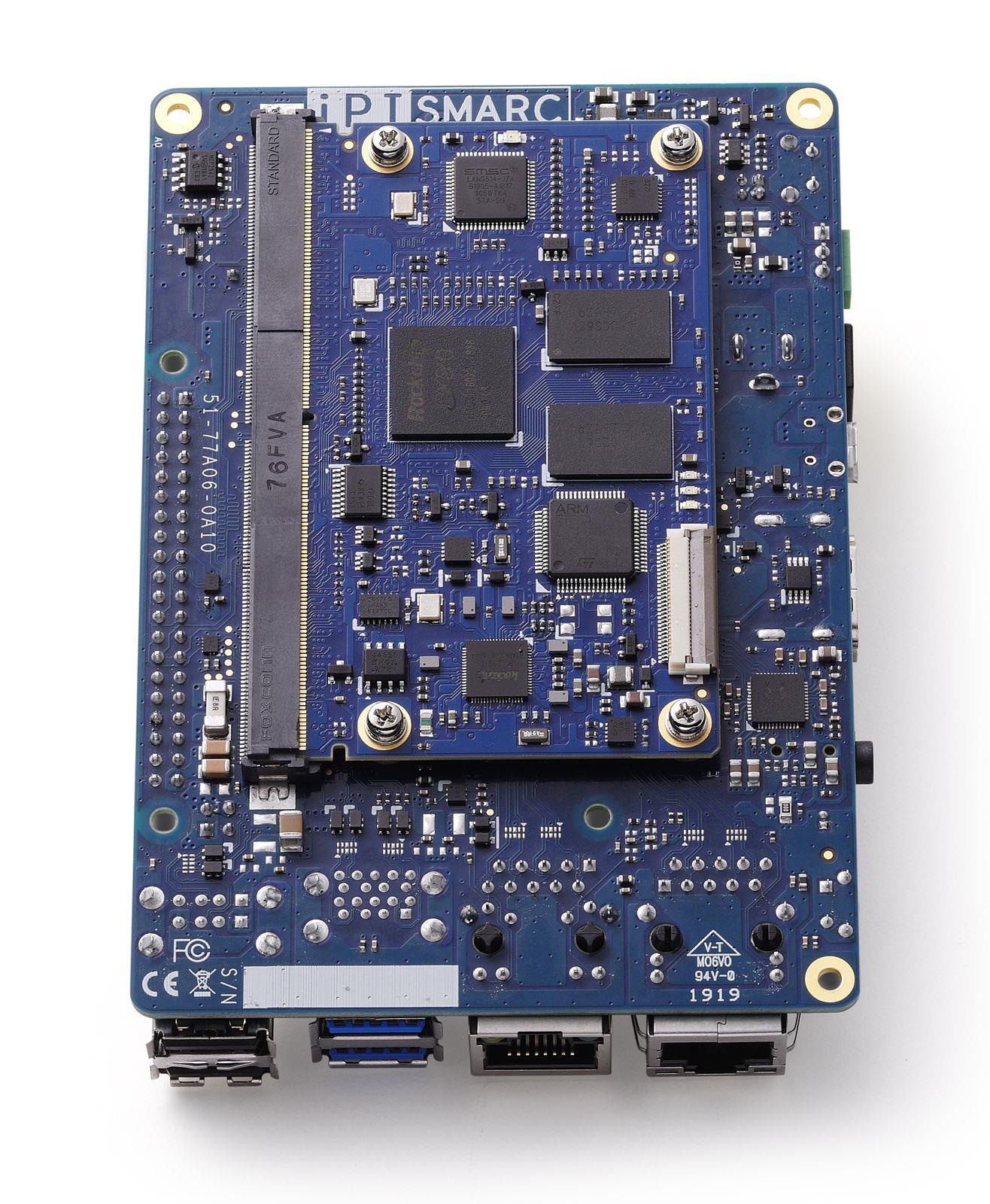 the underside of ADLINK&rsquo;s I-Pi carrier and SMARC processing module<br />Figure 3: Shown is the underside of ADLINK’s I-Pi carrier and SMARC processing module. (Image source: ADLINK)
