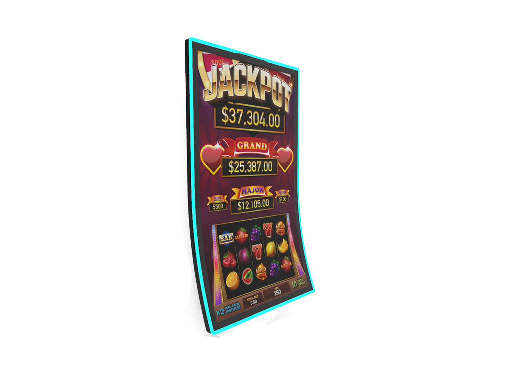 casino gaming monitor, curved monitor, J-curved monitor, C-curved monitor, slot machine monitor